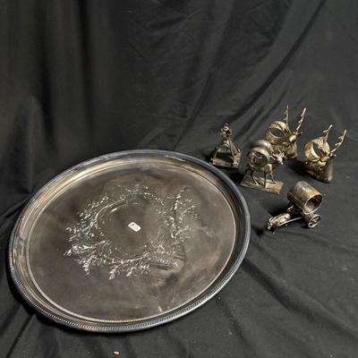 Towle Silver Tray & Five Napkin Rings (1020CR-ES)