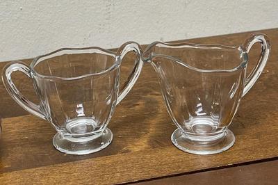 Vintage Glass & Ceramic Misc. Lot - milk glass cream & sugar, Delft Blue Ornament, Resin trinket box, etc