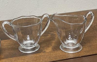 Vintage Glass & Ceramic Misc. Lot - milk glass cream & sugar, Delft Blue Ornament, Resin trinket box, etc