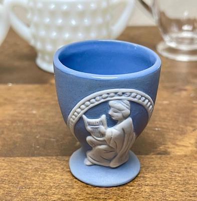 Vintage Glass & Ceramic Misc. Lot - milk glass cream & sugar, Delft Blue Ornament, Resin trinket box, etc