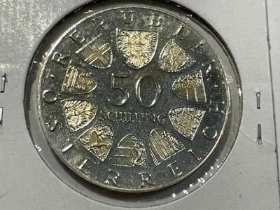 AUSTRIA 1973 PROOF 50 SCHILLING SILVER COIN KM#2916 AS PICTURED. FREE DOMESTIC SHIPPING.