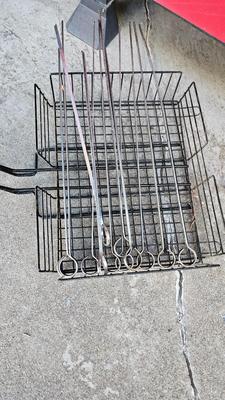 BBQ-Pro Outdoor grill with rotisserie and other cooking utensils