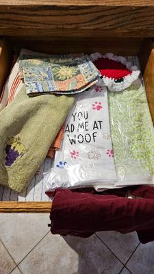 Hot pads, hand towels and apron