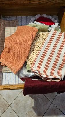 Hot pads, hand towels and apron