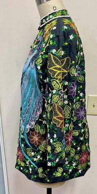 Joycelyn's of California size 14 Vintage Embroidered Floral tunic Asian Spring top or Jacket