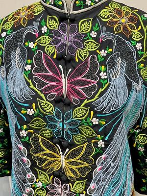 Joycelyn's of California size 14 Vintage Embroidered Floral tunic Asian Spring top or Jacket