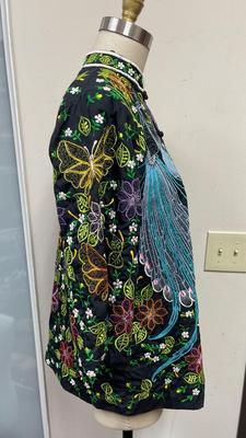 Joycelyn's of California size 14 Vintage Embroidered Floral tunic Asian Spring top or Jacket