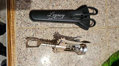 Glass serving plates, salt and pepper shakers, pampered chef food chopper, Knife set