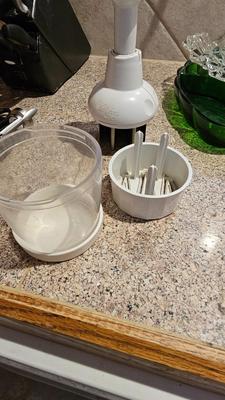 Glass serving plates, salt and pepper shakers, pampered chef food chopper, Knife set