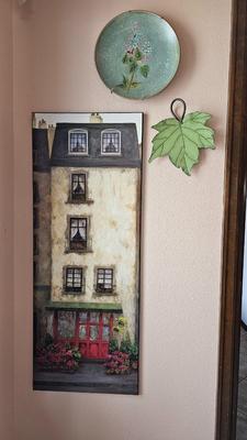 Tangle town fine art Flowers on the boulevard III, leaf wall art, flowered plate and framed bird wall art