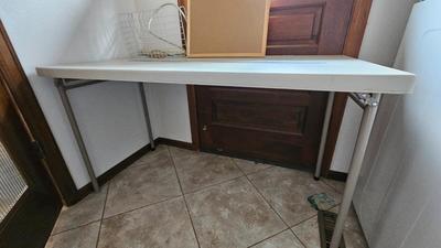 Office items and a folding table