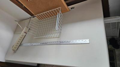 Office items and a folding table