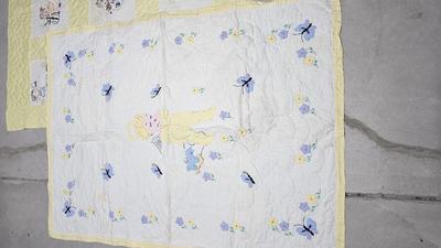 Vintage Handmade embroidered baby quilts
