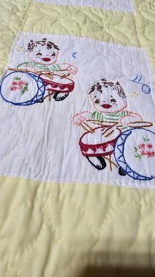Vintage Handmade embroidered baby quilts