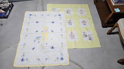 Vintage Handmade embroidered baby quilts