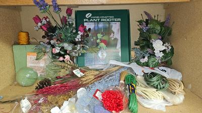 Faux Flowers and handcrafted plant rooter