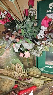 Faux Flowers and handcrafted plant rooter