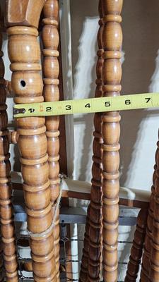 Vintage wood dowel baby crib and collapsible play pen