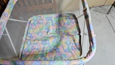 Vintage wood dowel baby crib and collapsible play pen