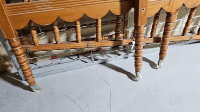 Vintage wood dowel baby crib and collapsible play pen