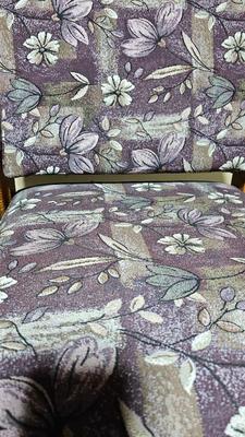 wooden and flowered fabric chairs