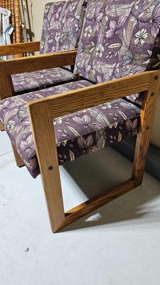 wooden and flowered fabric chairs