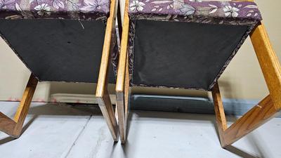 wooden and flowered fabric chairs