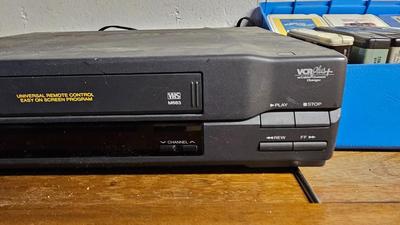 M-683 VCR player, Micro-12 microcassette recorder and variety of 8 track music