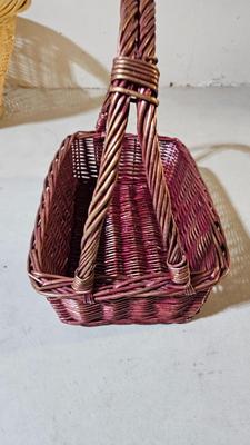 Variety of wicker baskets with doilies