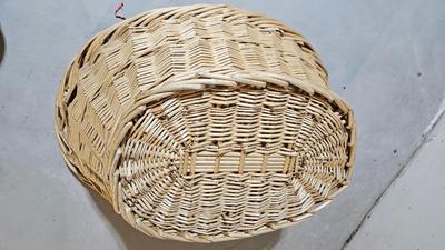 Variety of wicker baskets with doilies