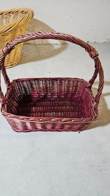 Variety of wicker baskets with doilies