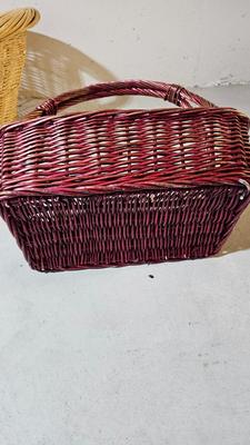 Variety of wicker baskets with doilies