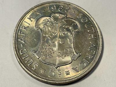 South Africa 1960 Choice BU Condition 5 Shillings Silver Coin KM#55 as Pictured. FREE DOMESTIC SHIPPING.