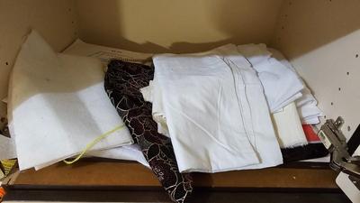 Box of yarn, and fabric for quilting and sewing projects