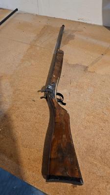 Vintage Musket Cap Gun double barrel marked Parris Savannah Tn. Double shot