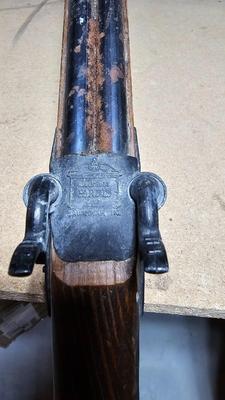 Vintage Musket Cap Gun double barrel marked Parris Savannah Tn. Double shot