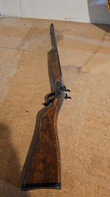 Vintage Musket Cap Gun double barrel marked Parris Savannah Tn. Double shot