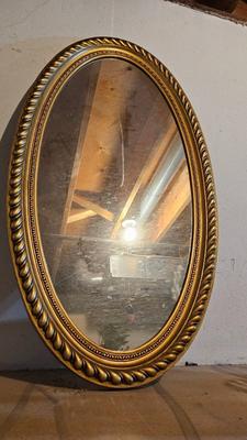 Perma built Industries MCM Oval mirror with gold frame