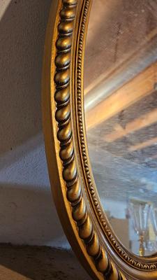 Perma built Industries MCM Oval mirror with gold frame