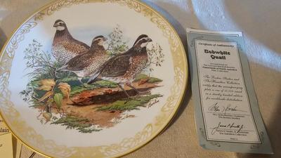 Boehm Studios Gamebirds of North America limited edition issue plates with COA papers