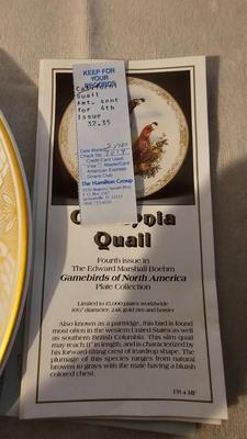 Boehm Studios Gamebirds of North America limited edition issue plates with COA papers