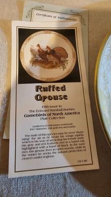 Boehm Studios Gamebirds of North America limited edition issue plates with COA papers