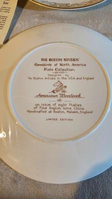Boehm Studios Gamebirds of North America limited edition issue plates with COA papers