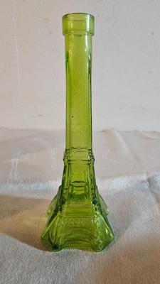 Vintage glassware - green Eiffel tower vase - and more