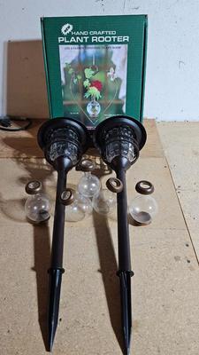 Two new solar lights and handcrafted plant rooters