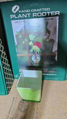 Assortment of Vases and three new handcrafted plant rooters