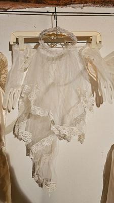Vintage wedding dress with gloves and veil