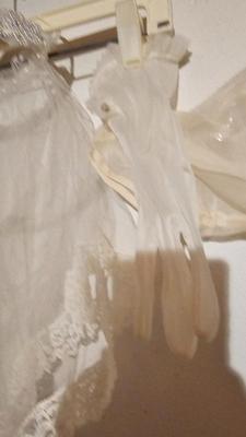 Vintage wedding dress with gloves and veil