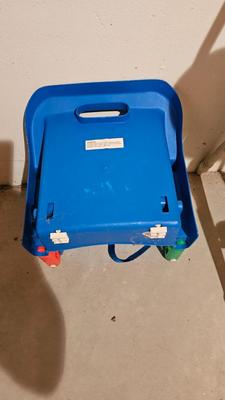 Antique white wooden high chair and booster seat