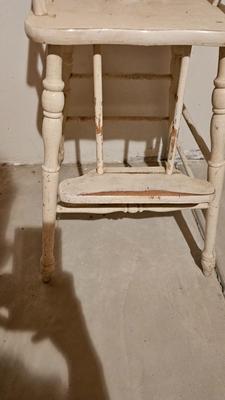 Antique white wooden high chair and booster seat